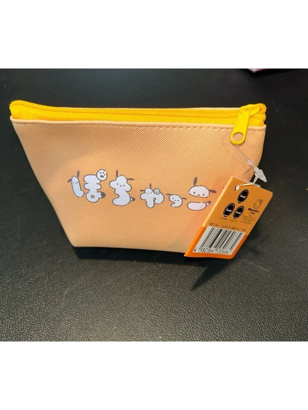 Sanrio Pochacco Mini Pouch Orange Zip Cosmetic Accessory Bag NEW
